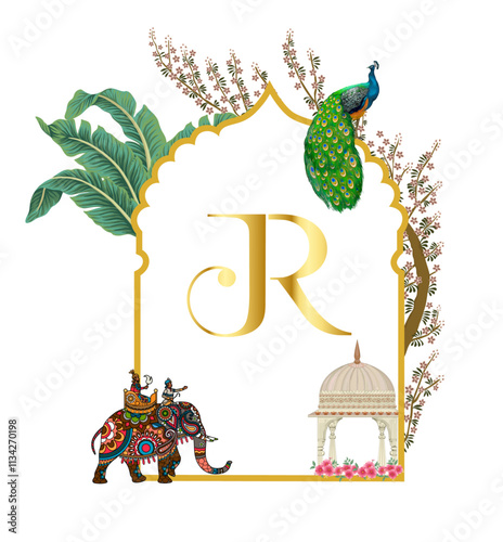 Pichhwai Theme Wedding Monogram 