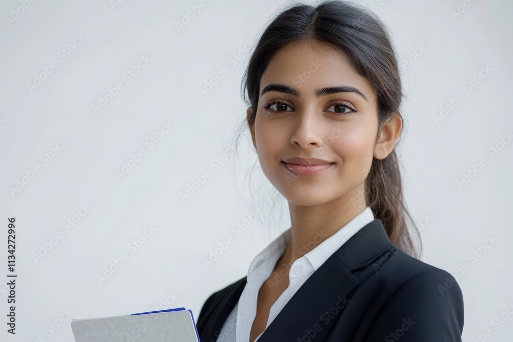 Young Indian businesswoman isolated with file. Young Indian businesswoman isolated with file.