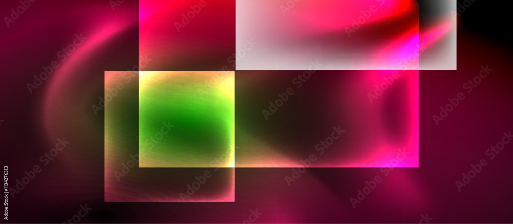 Glass squares with neon shiny light abstract background Glass squares with neon shiny light abstract background