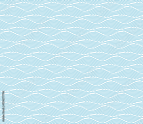 Seamless pattern with blue waves
