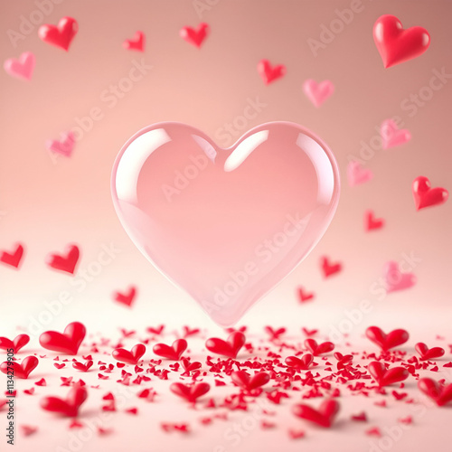 Beautiful Love Valentines Day Banner Background Multipurpose 3D Heart Effect