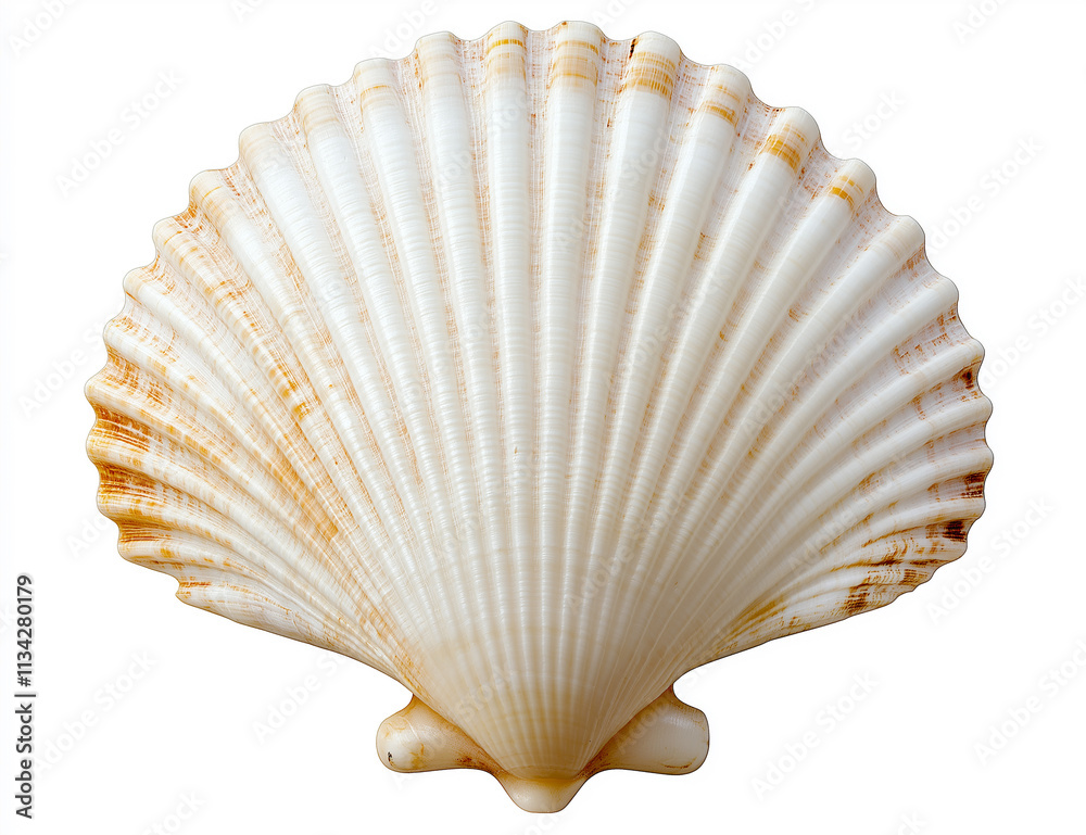 scallops shell (See Pectinidae) on the white background scallops shell (See Pectinidae) on the white background