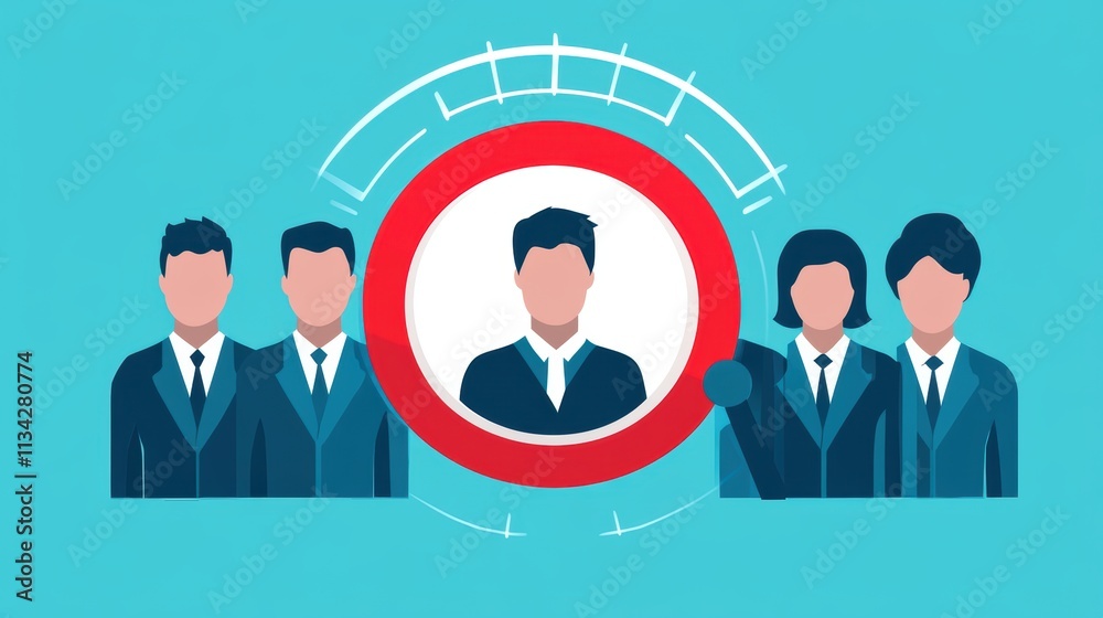 HRM or Human Resource Management, manager icon which is among staff icons for human development recruitment leadership and customer target, resume, interview. generate by AI HRM or Human Resource Management, manager icon which is among staff icons for human development recruitment leadership and customer target, resume, interview. generate by AI