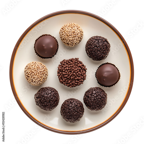 Assortment of Delicious Chocolate Truffles on Plate