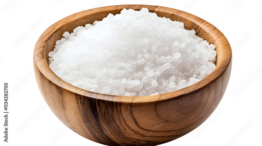 sea salt in a wooden bowl isolated against transparent background sea salt in a wooden bowl isolated against transparent background