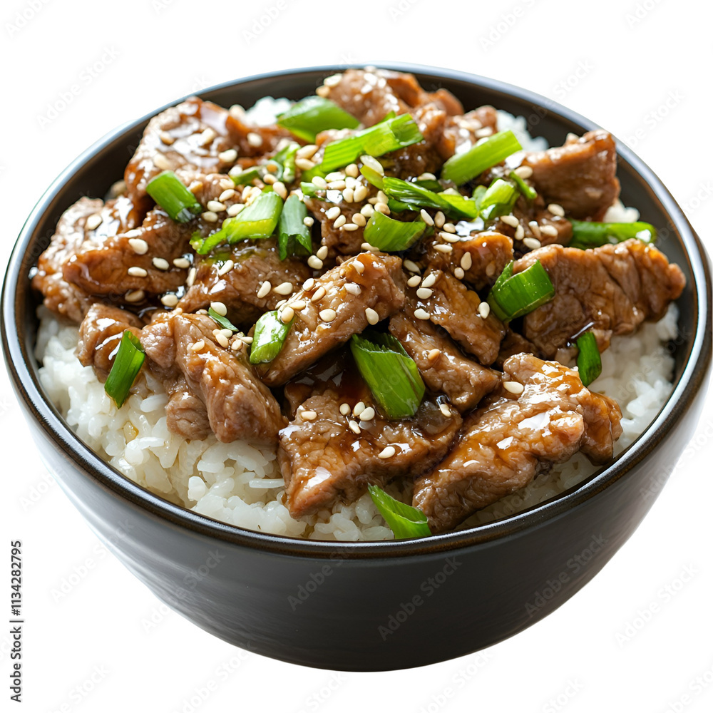 Sesame Beef and Rice Bowl with Green Onions Sesame Beef and Rice Bowl with Green Onions