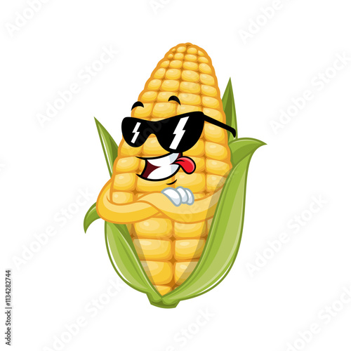 Cool Corn Cartoon Character.