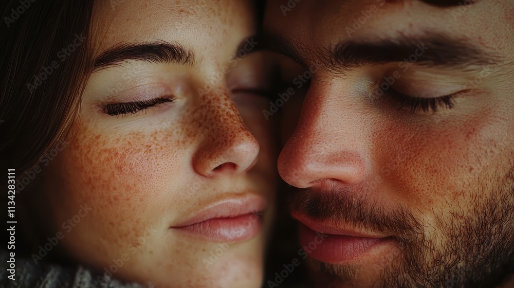 A close-up of a couple's faces, showcasing intimacy and affection. A close-up of a couple's faces, showcasing intimacy and affection.