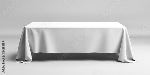 Adjustable White Table Cloth Runner for Exhibitions â€“ 3D Rendered Front View on White Background photo