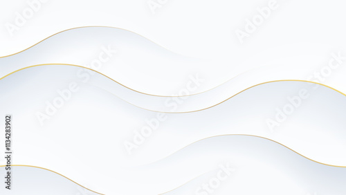 Elegant White Abstract Background with Subtle Wavy Golden Lines for Luxury Designs