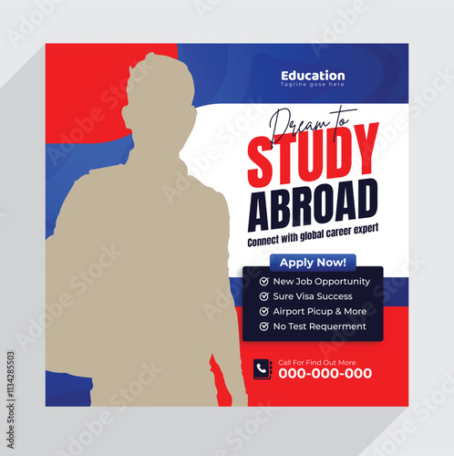 study abroad or admission social media post Template Design
