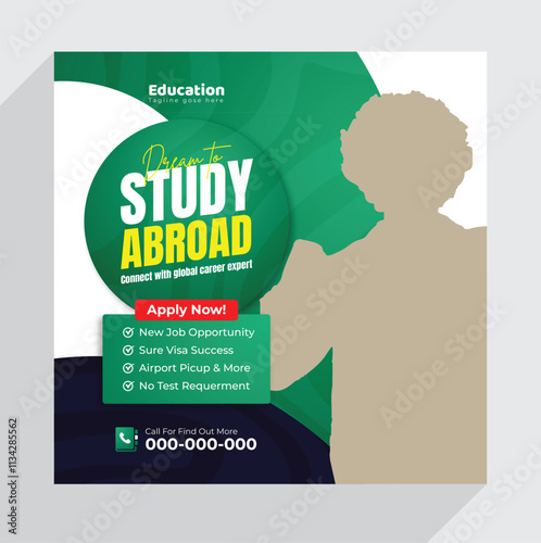 study abroad or admission social media post Template Design
