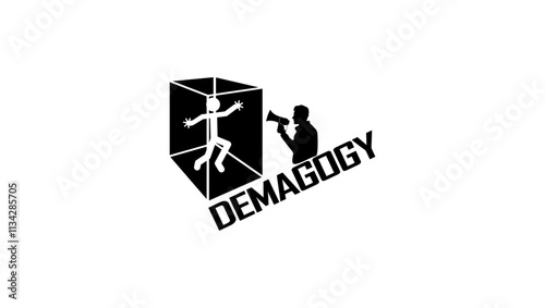 emblem of demagogy, black isolated silhouette