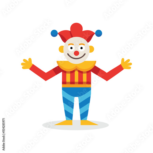 Clown anthropomorphic representation celebration isolated flat vector illustration on white background