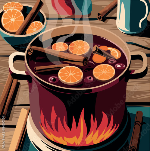 vector drawings mulled wine