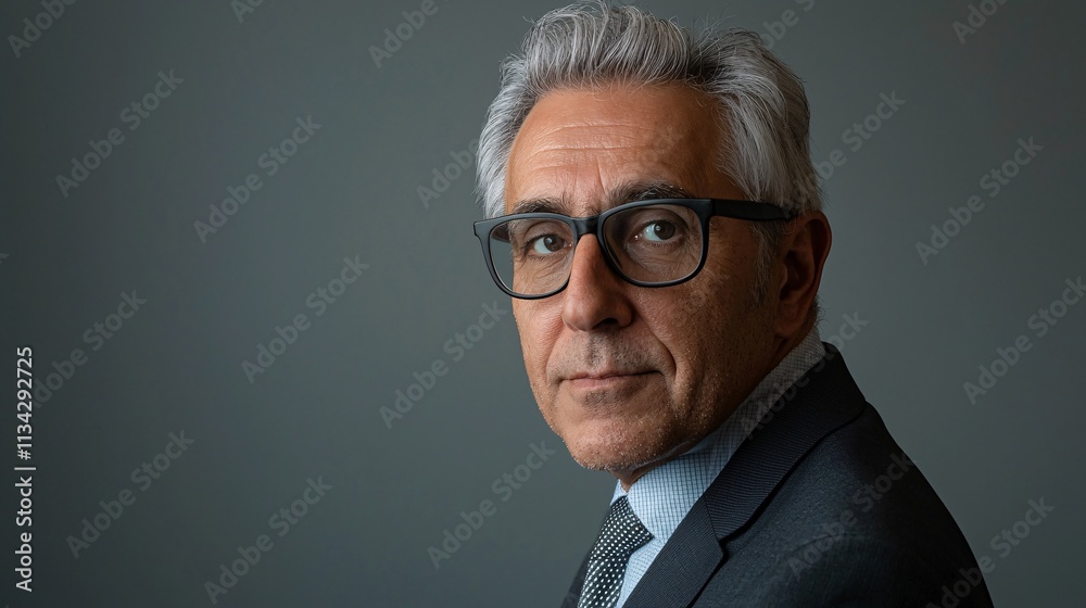 A distinguished older man with gray hair and glasses, dressed in a suit, gazes confidently at the camera against a muted background. A distinguished older man with gray hair and glasses, dressed in a suit, gazes confidently at the camera against a muted background.