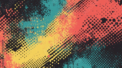 Wallpaper Mural Abstract Halftone Design with Three Color Transition Torontodigital.ca