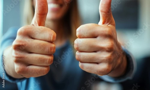 Close-up of two thumbs up gestures.