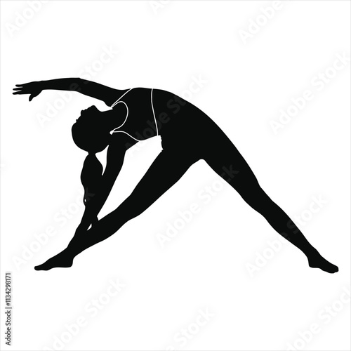 Women practicing yoga silhouette vector illustration. EPS10 photo