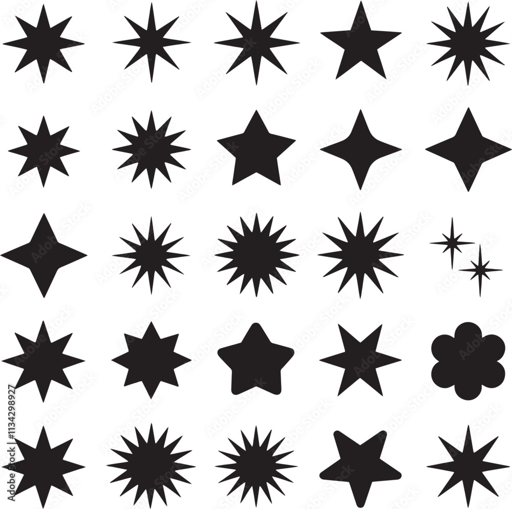 Black and Flat sparkling stars collection Black and Flat sparkling stars collection