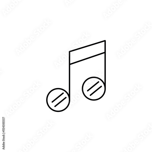 A vector illustration of a silhouette of a musical note outline icon in a white background