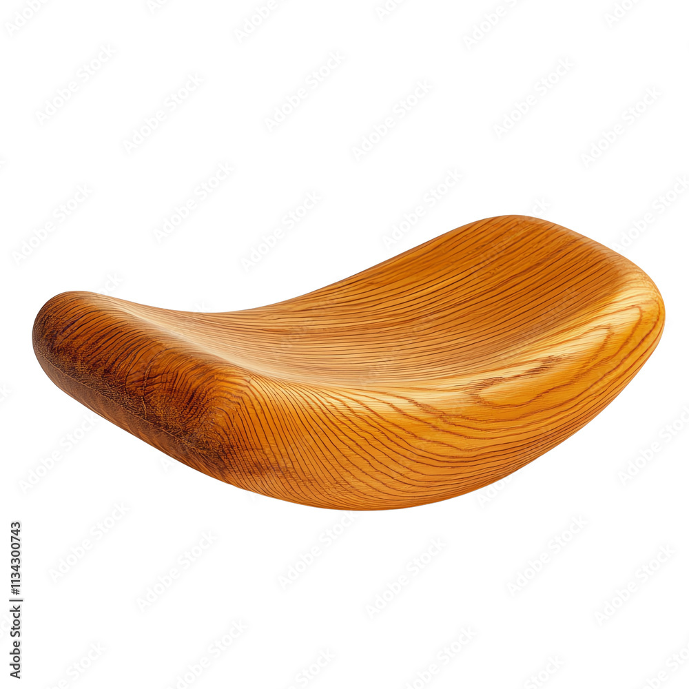 A sleek, curved wooden seat with a smooth finish and elegant design, showcasing the natural wood grain.,transparent background A sleek, curved wooden seat with a smooth finish and elegant design, showcasing the natural wood grain.,transparent background