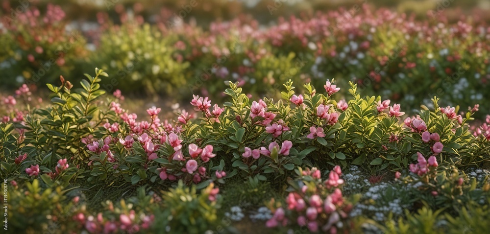 Bearberry plants with flowers Arctostaphylos uva ursi in a meadow, arctostaphylos uva ursi, nature Bearberry plants with flowers Arctostaphylos uva ursi in a meadow, arctostaphylos uva ursi, nature