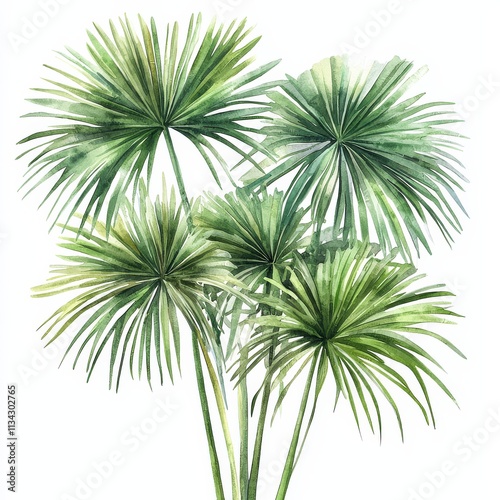 A vibrant illustration of lush green palm leaves, showcasing a tropical aesthetic and natural beauty.