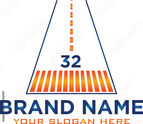 Pilot school training program icon. Civil aviation academy, flight school monochrome vector emblem, retro icon with passenger airplane, airliner landing 