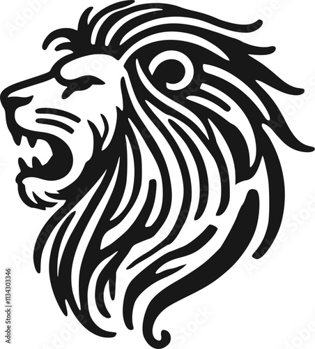 black and white lion