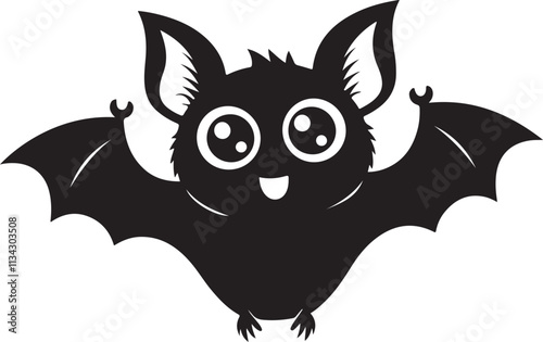 bat with wings, cute bat icon silhouette vector