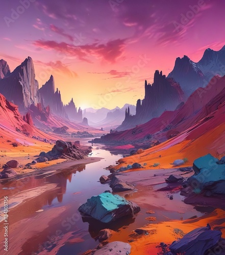 Abstract expressionist landscape with blurred colors and shapes, shapeless, soft focus
