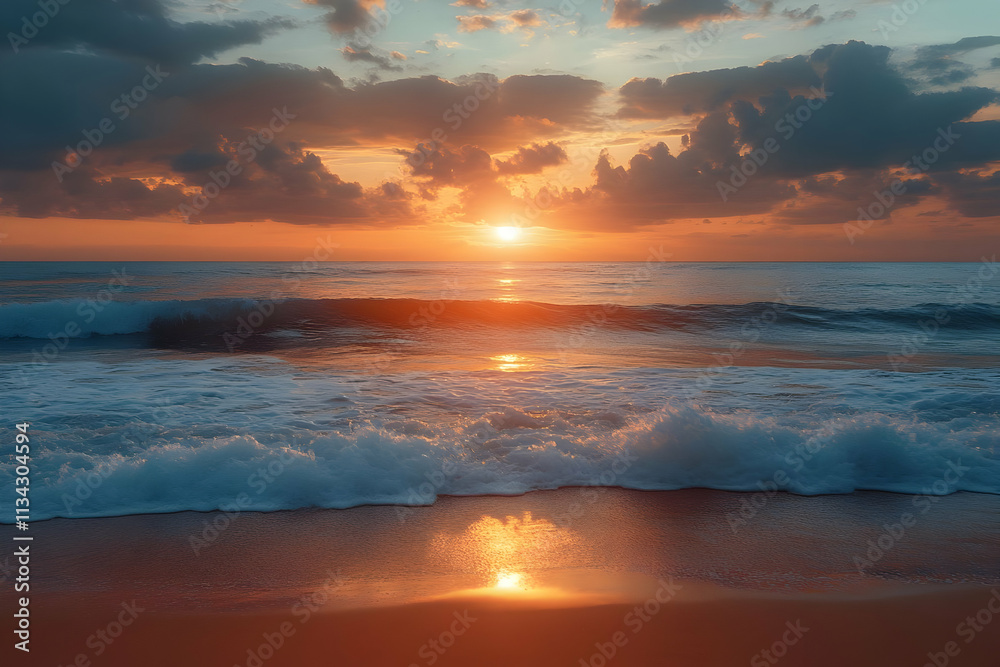 Ocean Sunset Waves Illustration Ocean Sunset Waves Illustration