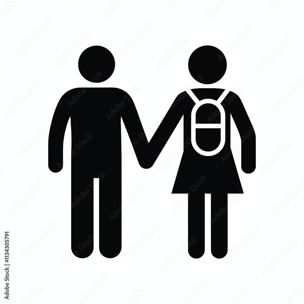 Back to school boy and girl silhouette with white background Back to school boy and girl silhouette with white background