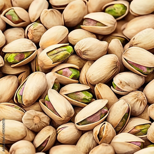 Pile of Pistachios, Nuts, Snack Food Seamless Pattern Texture