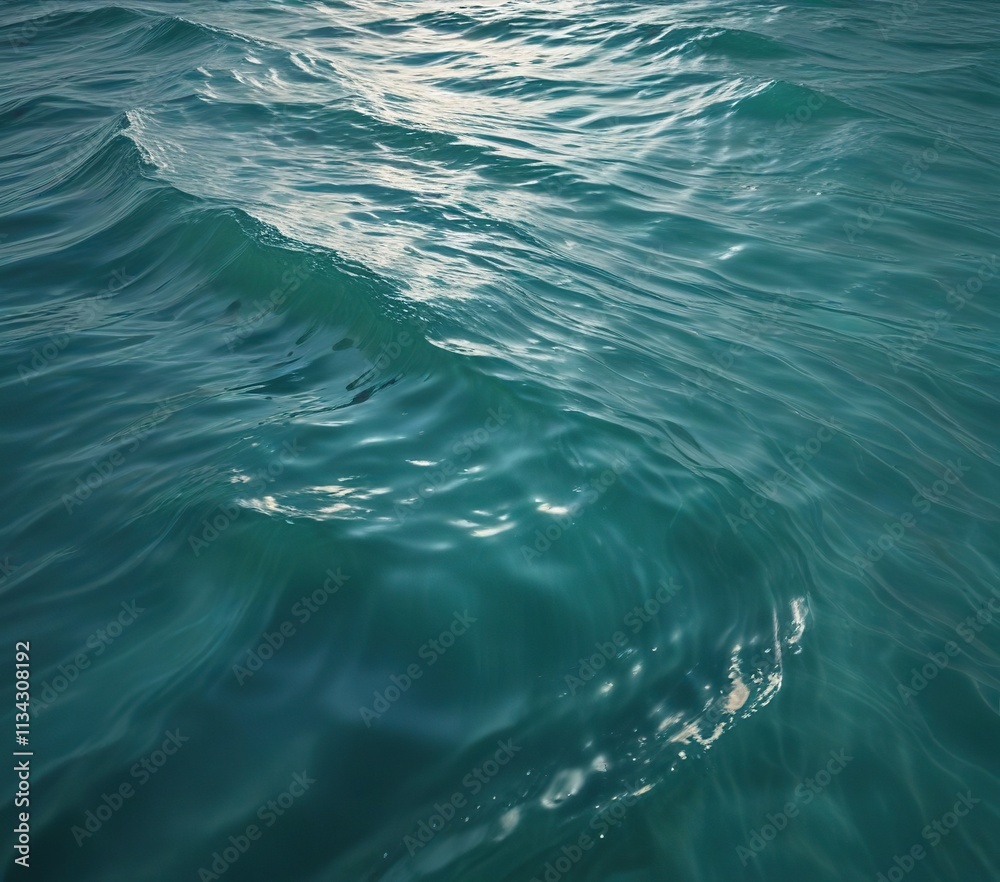 Obraz premium Softly rippling teal water surface with subtle abstract silken waves, peaceful, waves