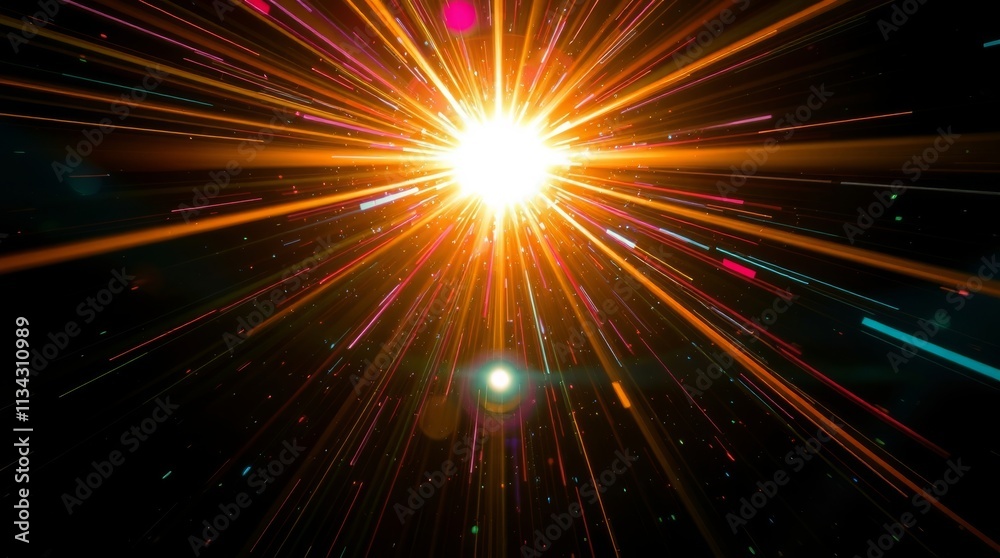 Radiant Light Streaks Exploding From Central Source Radiant Light Streaks Exploding From Central Source