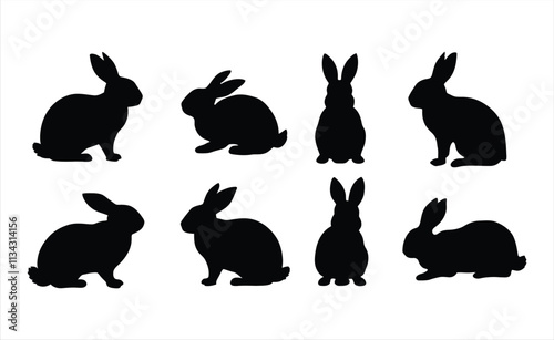 Rabbit silhouette bundle vector illustration