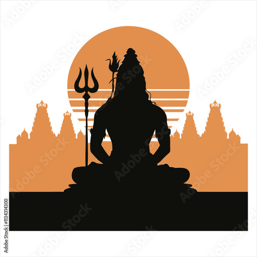 Happy Maha Shivratri Indian traditional festival Silhouette background vector