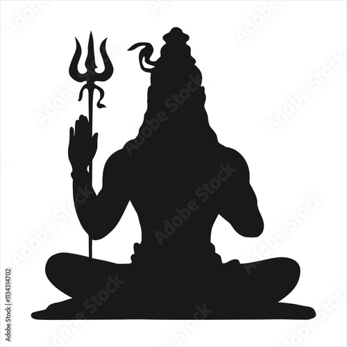 Happy Maha Shivratri Indian traditional festival Silhouette background vector