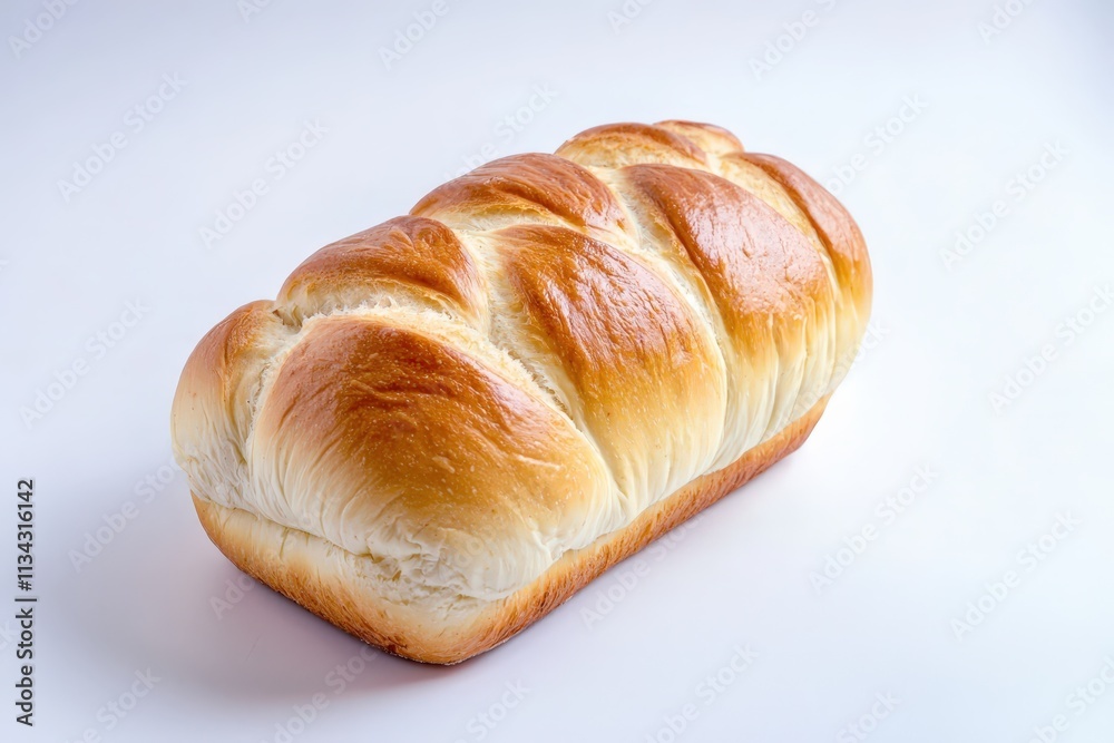 Freshly baked clean bread loaf beautifully presented on a white background Freshly baked clean bread loaf beautifully presented on a white background