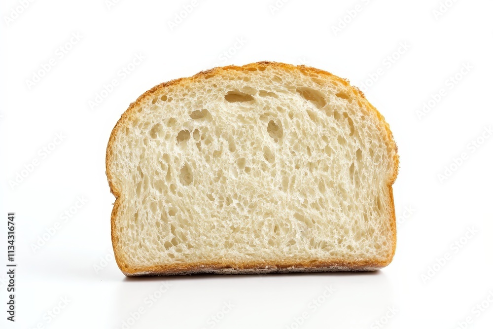 Clean slice of bread isolated on a white background showcasing fresh texture and softness Clean slice of bread isolated on a white background showcasing fresh texture and softness