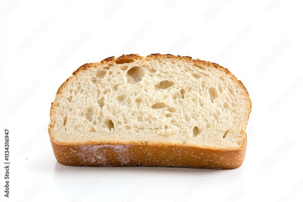 Clean slice of bread isolated on white background for culinary use and presentation Clean slice of bread isolated on white background for culinary use and presentation