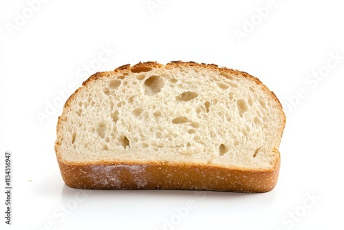 Clean slice of bread isolated on white background for culinary use and presentation