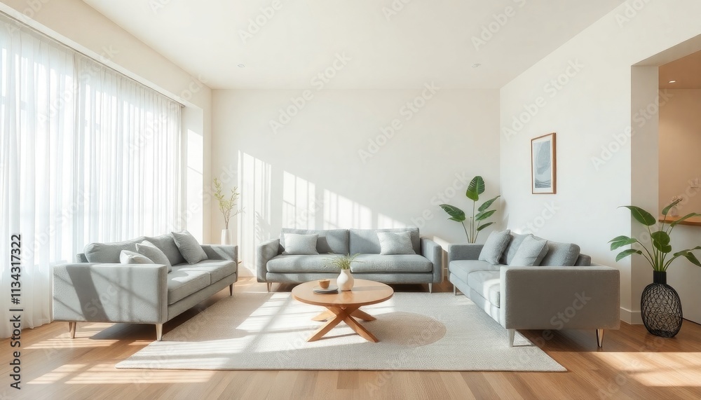 Fototapeta premium Serene sunlit living space.