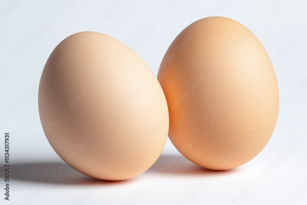 Clean and beautiful eggs isolated on a white background highlighting their smooth texture Clean and beautiful eggs isolated on a white background highlighting their smooth texture