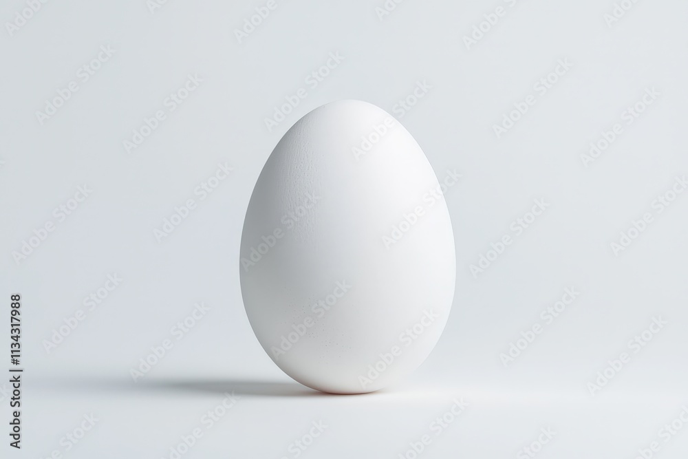 Beautiful clean egg isolated on white background in a minimalistic setting with natural light Beautiful clean egg isolated on white background in a minimalistic setting with natural light