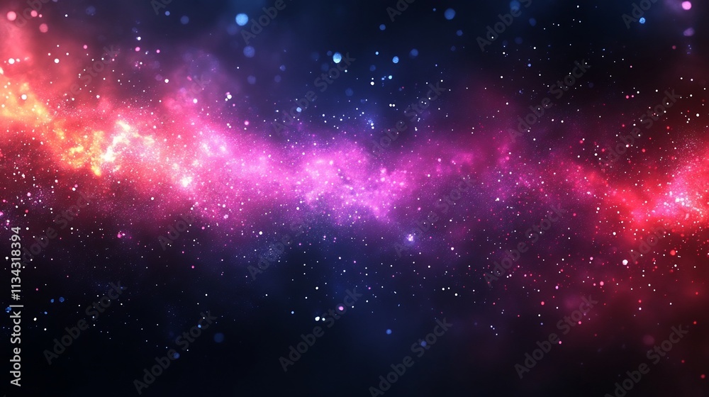 Naklejka premium Captivating Cosmic with Dazzling Firework Display in Galactic Night Sky