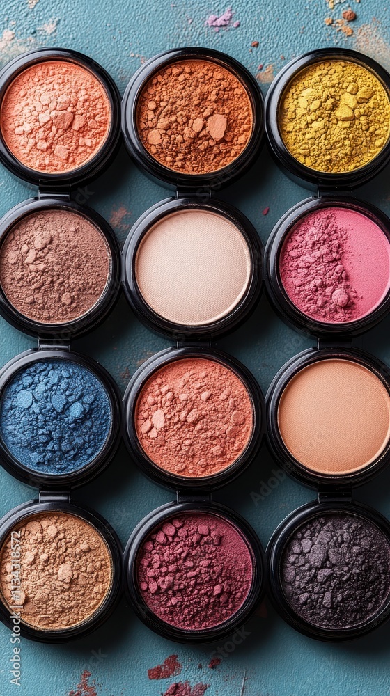 Colorful Crushed Eyeshadow Palette Display
Colorful Crushed Eyeshadow Palette Display