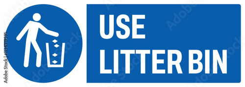 ISO mandatory safety signs uppercase text_use litter bin_landscape size 1/2 a4,a3,a2,a1 